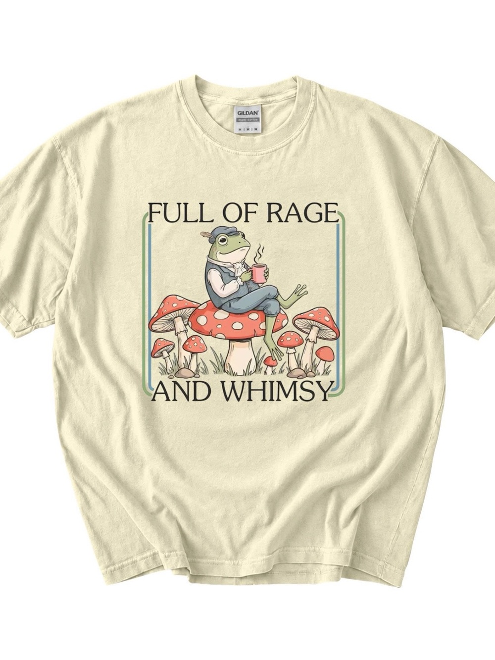Full Of Rage And Whimsy Frog Mushroom Graphic T-shirt